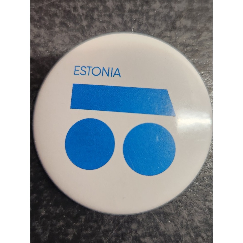 Estonia Pinback Button Tourism Travel National Logo 1.5 Round Blue White